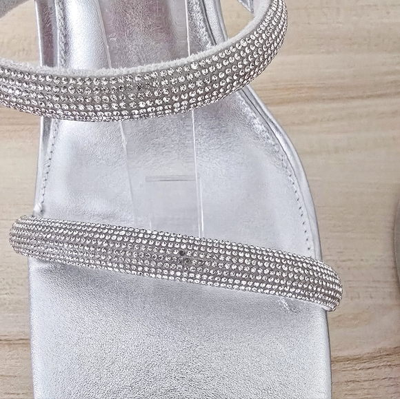 Cult Gaia Silver Elodie Platform Rhinestone Heel Sandals Size 40.5 - Picture 6 of 16